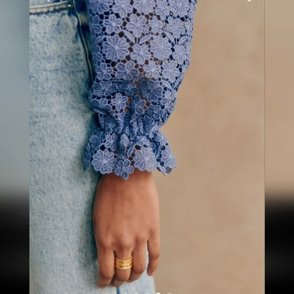 Sezane Jordyna Long Sleeved Guipure Blouse - Picture 4 of 13